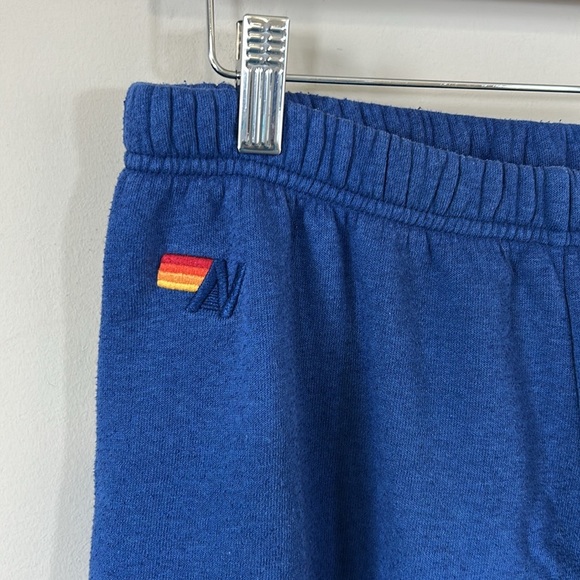 Aviator Nation Bolt Sweatpants Hand Sewn Blue Cinched Ankle Trendy Comfy Sz L - Picture 5 of 15